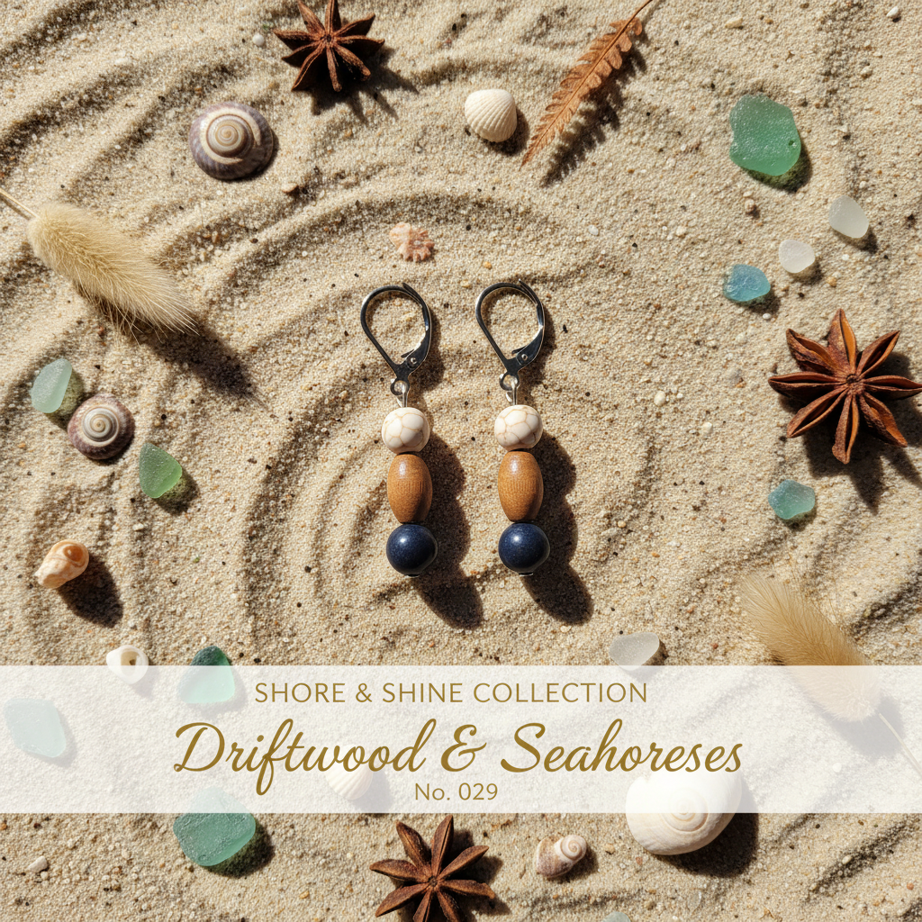Driftwood & Seahorses Earrings Hero 2