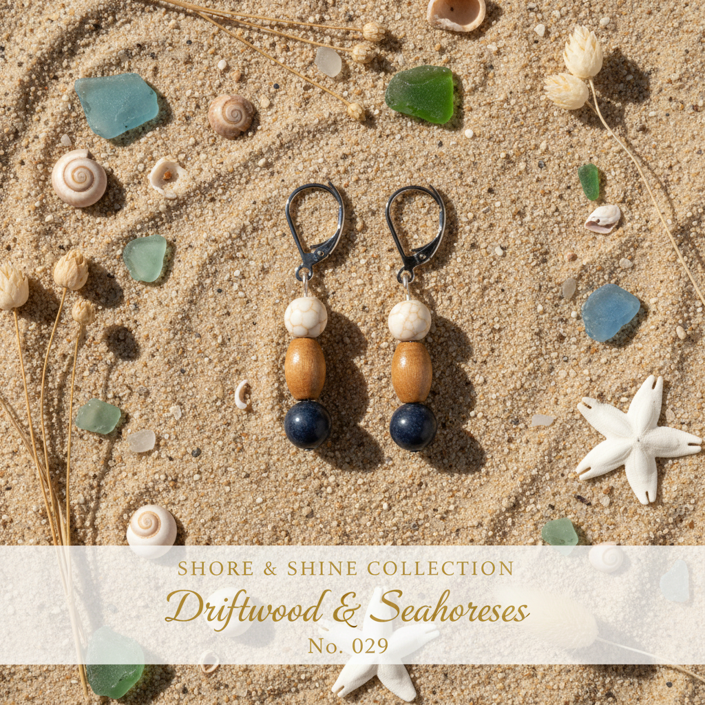 Driftwood & Seahorses Earrings Hero