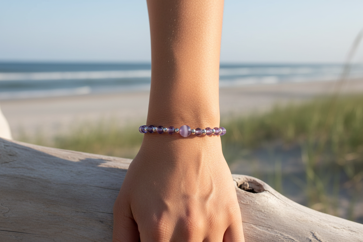 Lavender Rocks bracelet model shot
