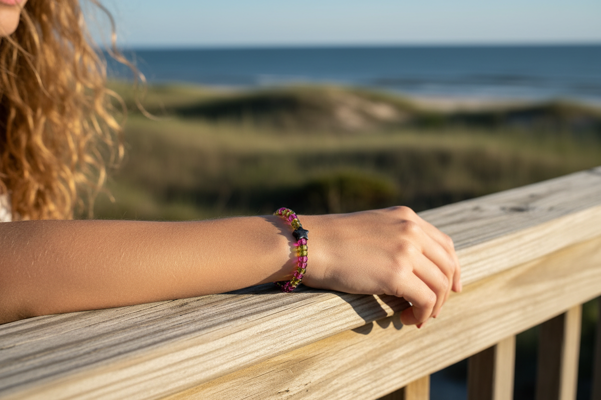 Mardi Gras Star bracelet model shot