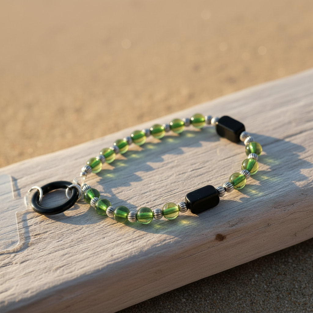 Emeralds & Onyx driftwood flat lay