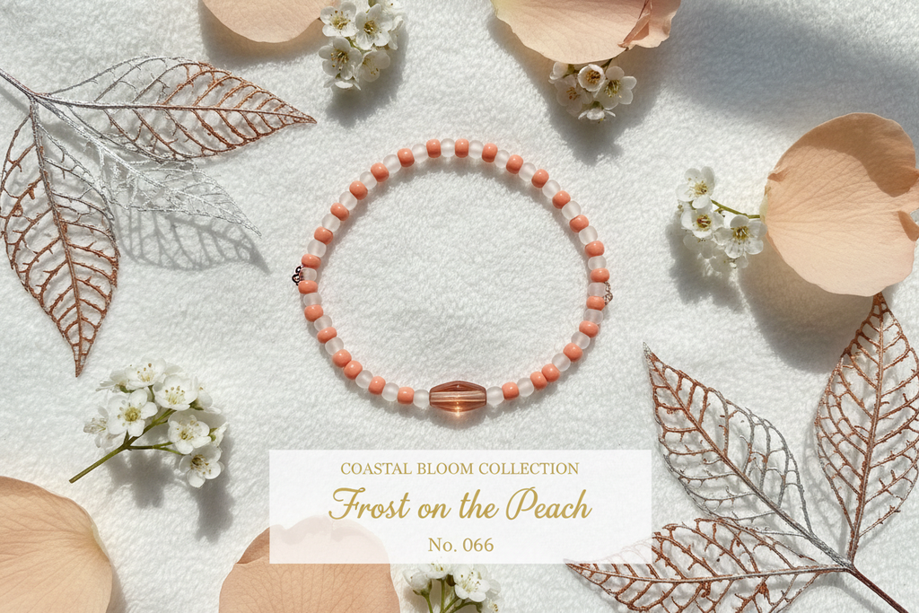 Frost on the Peach beaded stretch bracelet — Coastal Bloom Collection No. 066