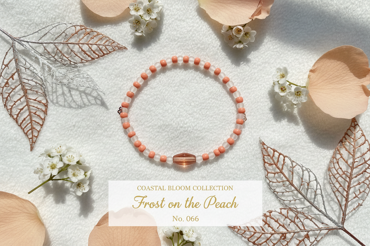 Frost on the Peach beaded stretch bracelet — Coastal Bloom Collection No. 066