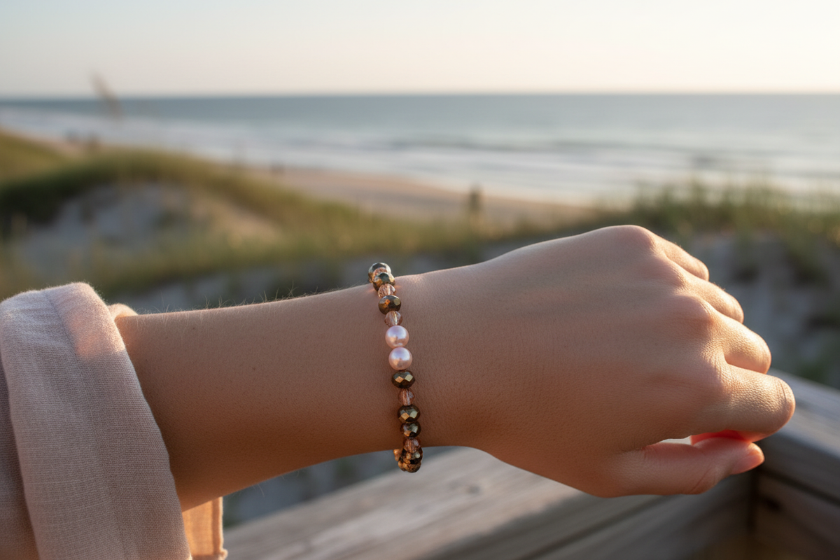 Peach Tart bracelet model shot