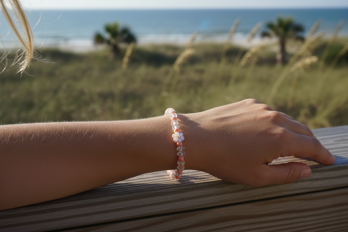 Peach Blossom bracelet model shot