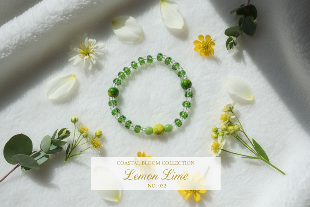 Lemon Lime beaded stretch bracelet — Coastal Bloom Collection No. 032