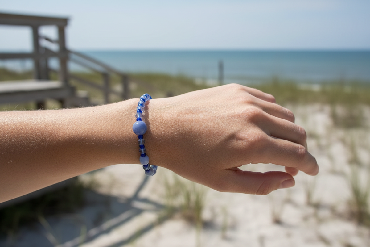 Blue Cashmere bracelet model shot