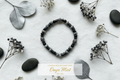 Onyx Mist beaded stretch bracelet — Coastal Bloom Collection No. 056