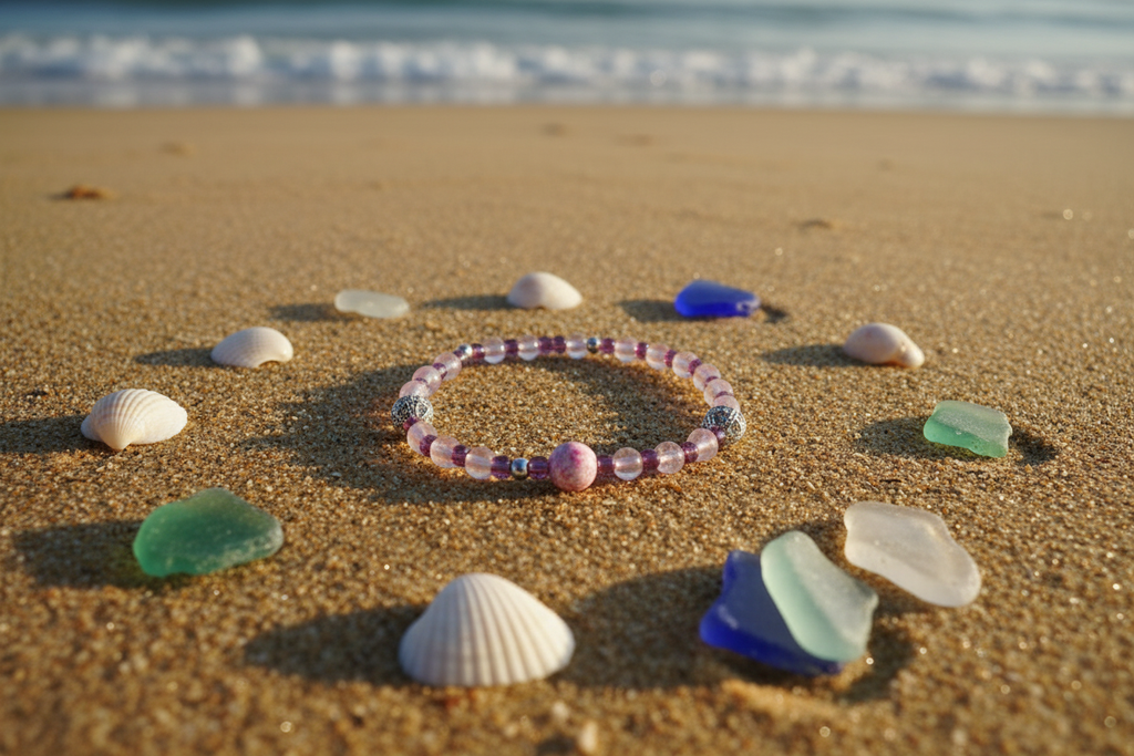 Pink Sparkle bracelet beach lifestyle