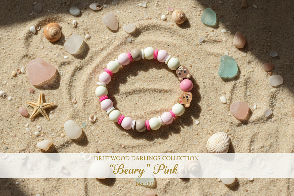 "Beary" Pink Kids Bracelet No. 001 - Driftwood Darlings Collection
