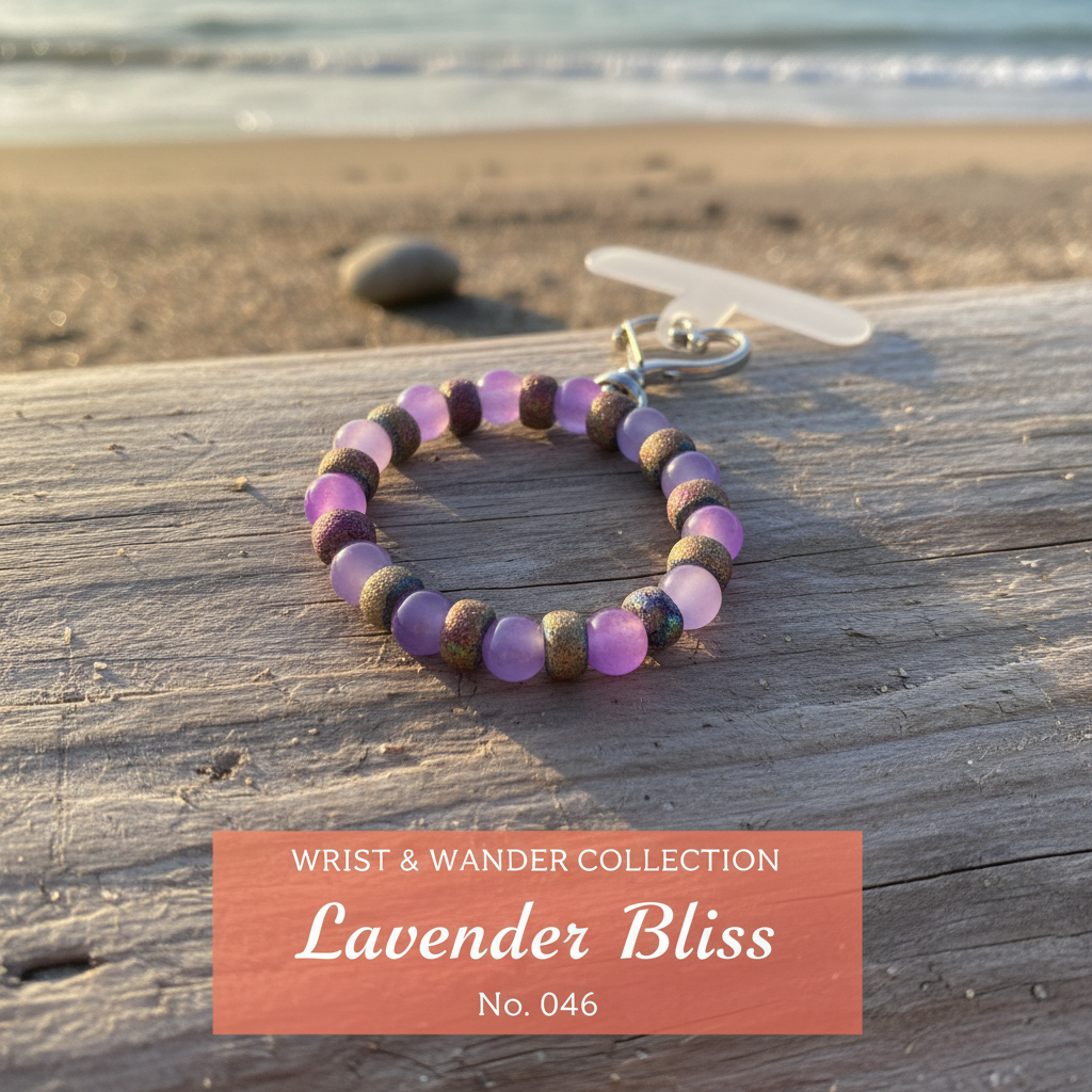 Lavender Bliss wristlet hero — Wrist & Wander Collection No. 046