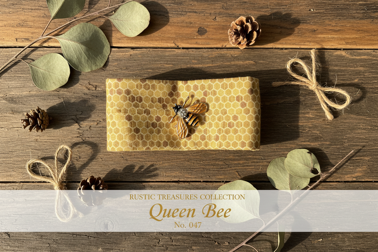 Queen Bee fabric wrist cuff - Rustic Treasures Collection No. 047