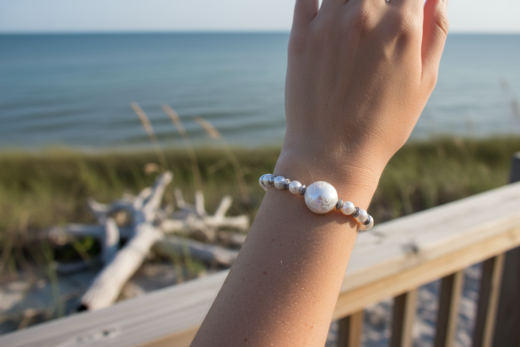 Elegant Lady of Pearl bracelet model shot