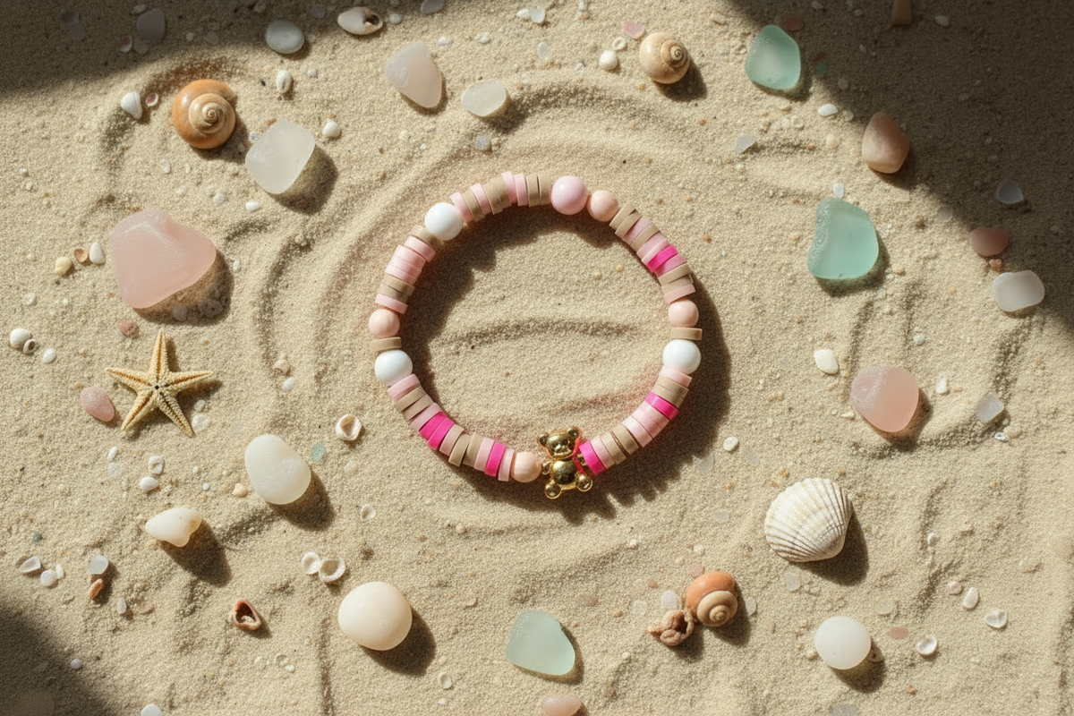 Beary Pink flat lay - Driftwood Darlings Collection