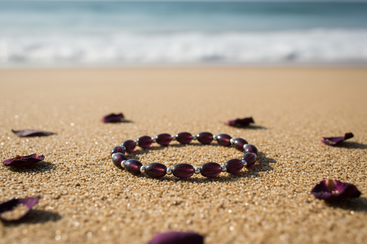 Plum Gorgeous Coastal Bloom Collection No. 057 beach lifestyle shot