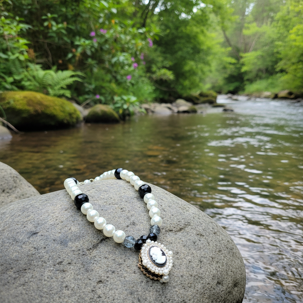 Debutante necklace river lifestyle shot