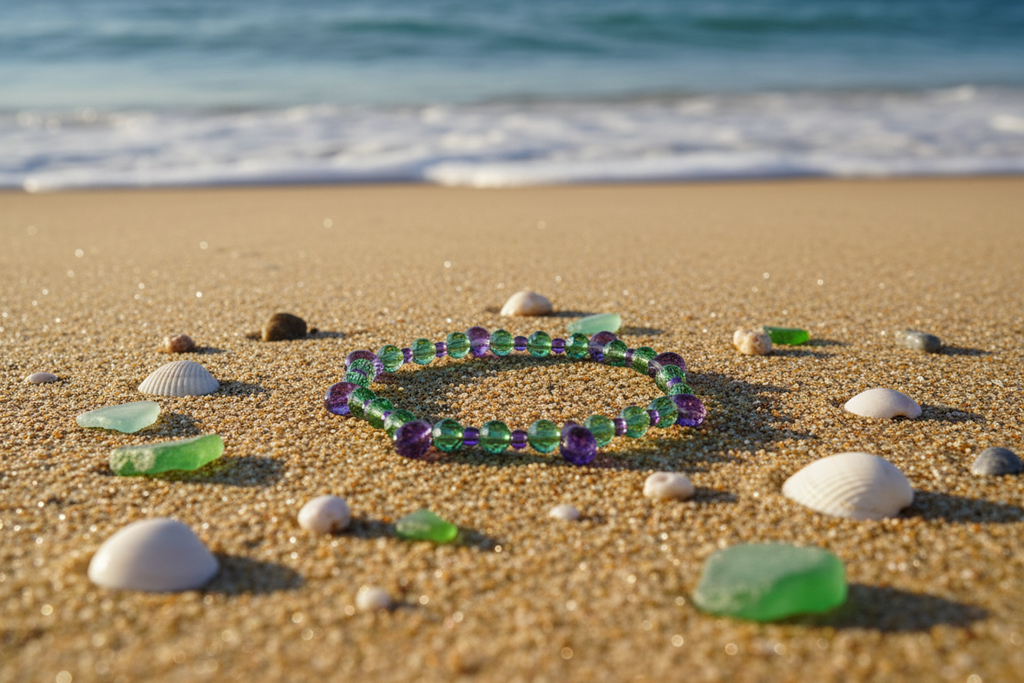 Emeralds & Lilacs bracelet beach lifestyle