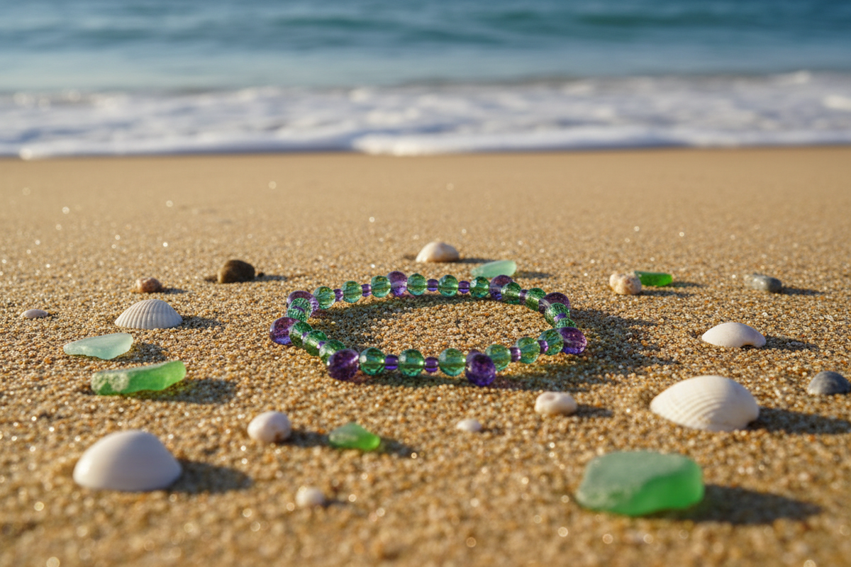 Emeralds & Lilacs bracelet beach lifestyle