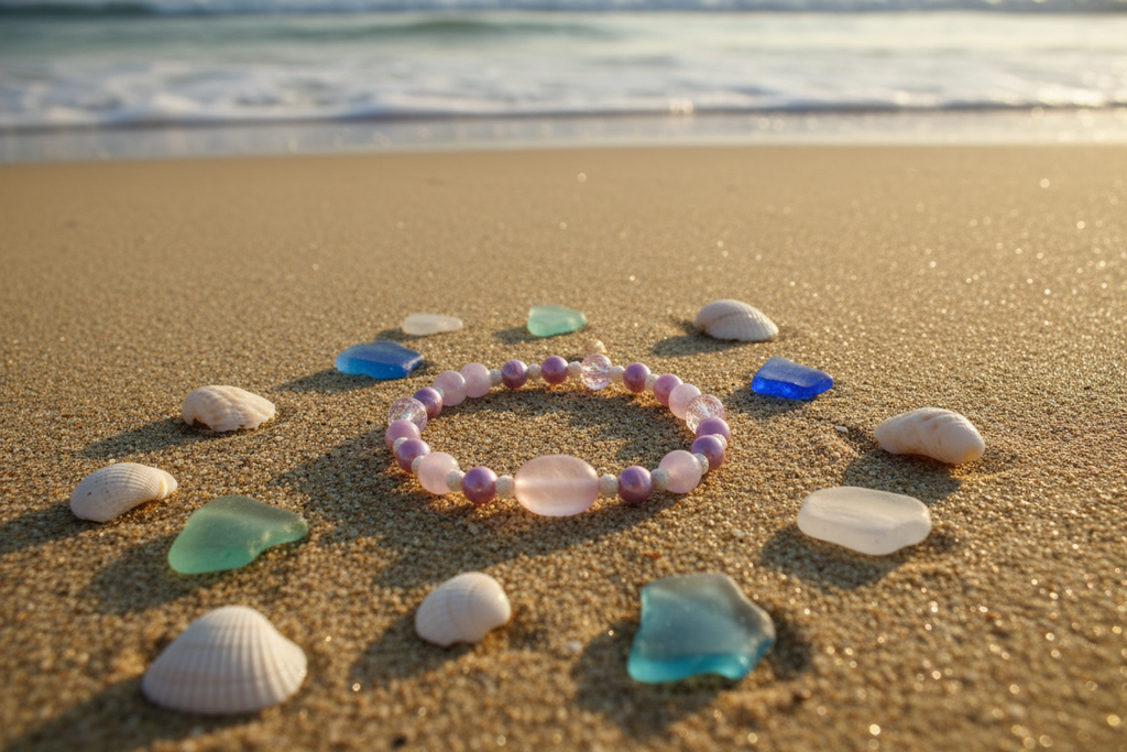 Pearly Pink bracelet beach lifestyle