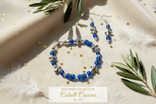 Cobalt Crosses bracelet and earrings set - Son Rise Collection No. 008