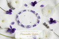Periwinkle Violets beaded stretch bracelet — Coastal Bloom Collection No. 054