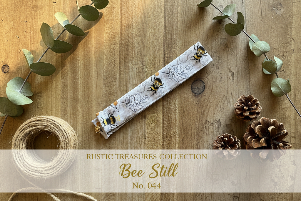 Bee Still fabric wrist cuff - Rustic Treasures Collection No. 044
