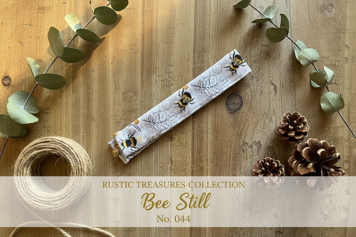 Bee Still fabric wrist cuff - Rustic Treasures Collection No. 044