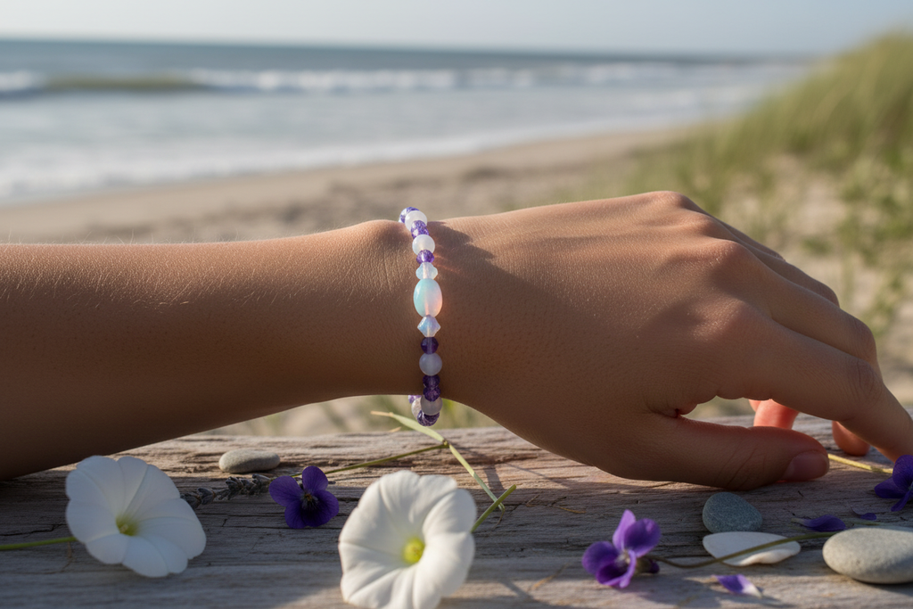 Periwinkle Violets bracelet model shot