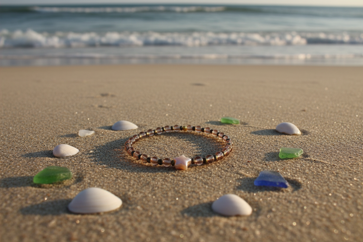 Peach Pits bracelet beach lifestyle