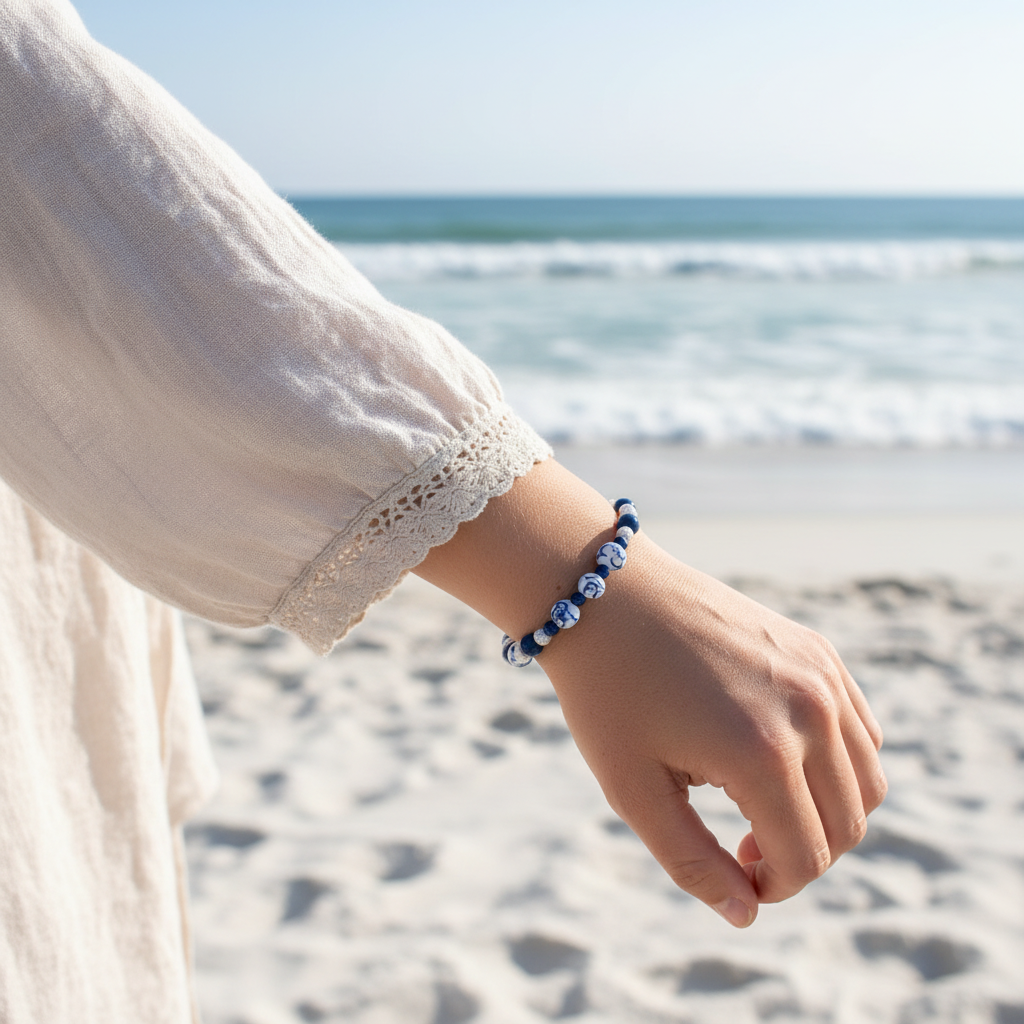 Porcelain Blue model shot — Coastal Bloom Collection No. 059