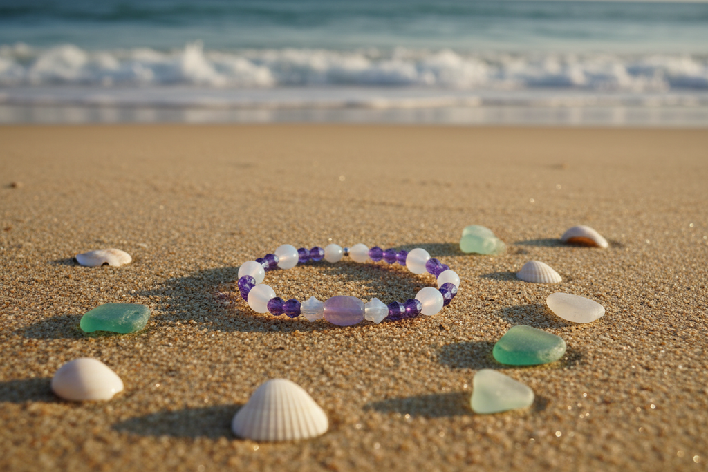 Periwinkle Violets bracelet beach lifestyle