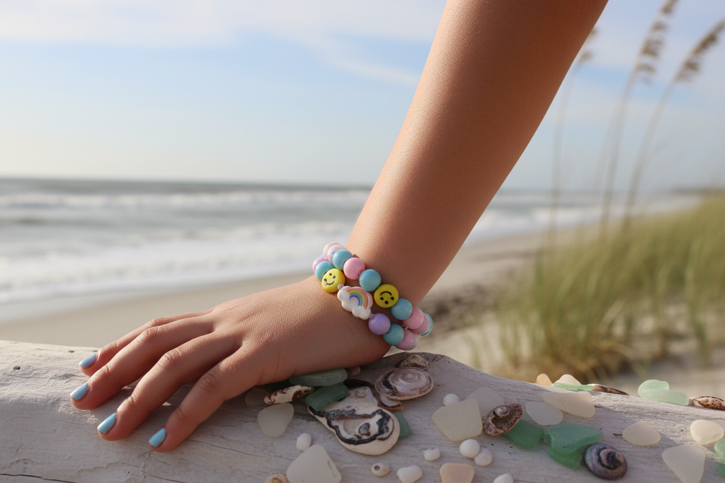 Rainbow Fun-Pink model shot - Driftwood Darlings Collection