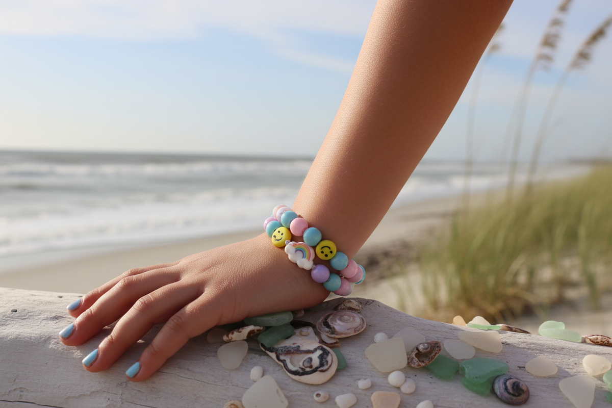 Rainbow Fun-Pink model shot - Driftwood Darlings Collection
