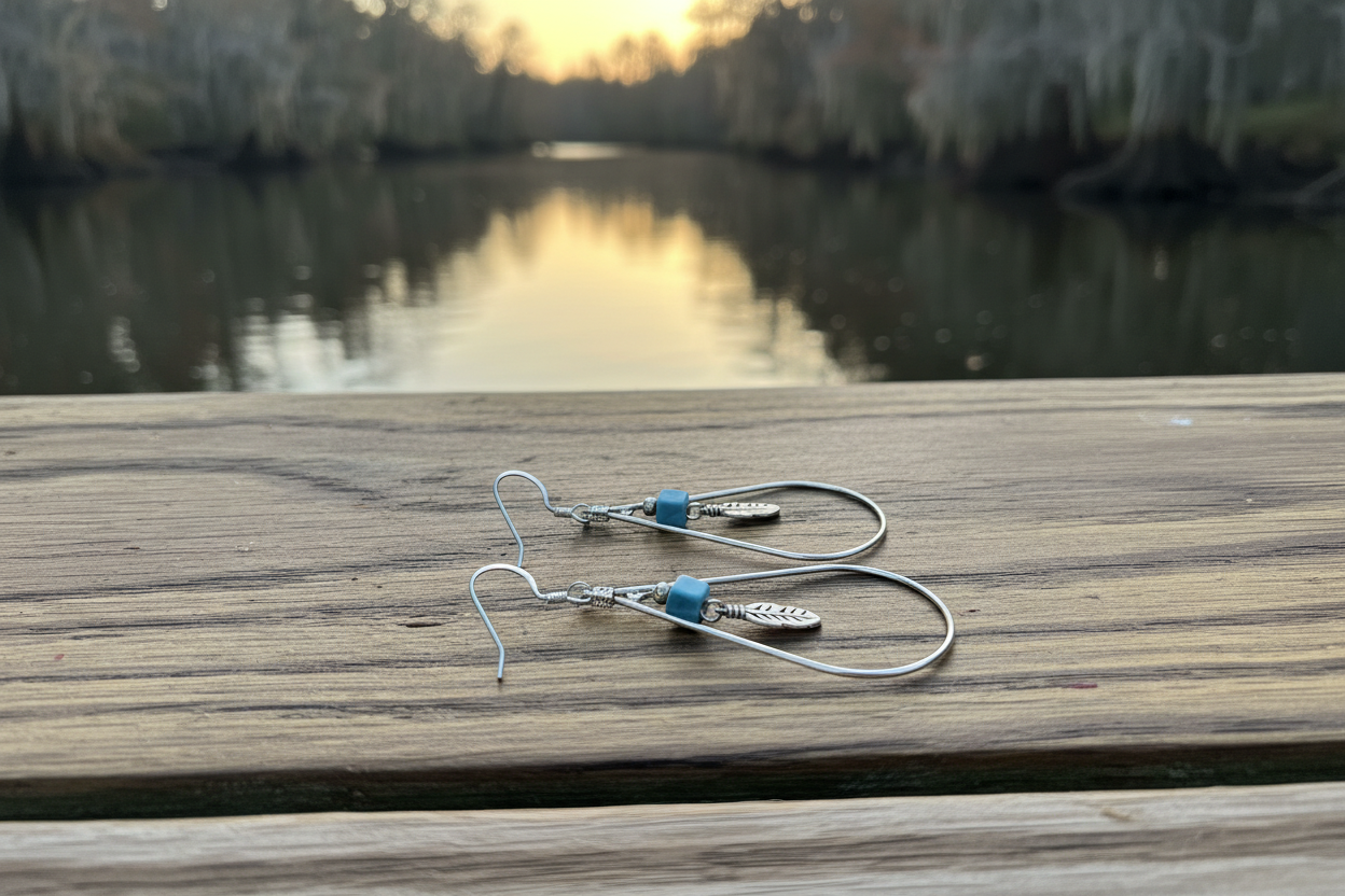 ONE Southwest earrings on a Lowcountry river dock