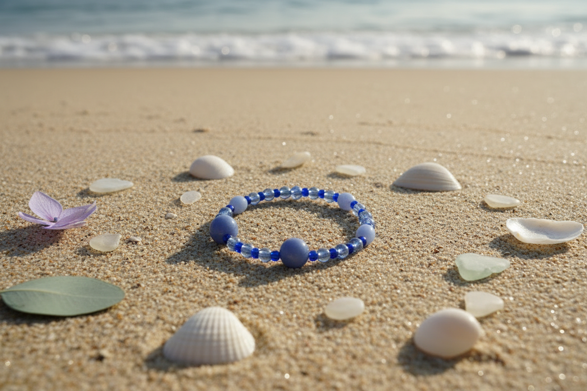 Blue Cashmere bracelet beach lifestyle