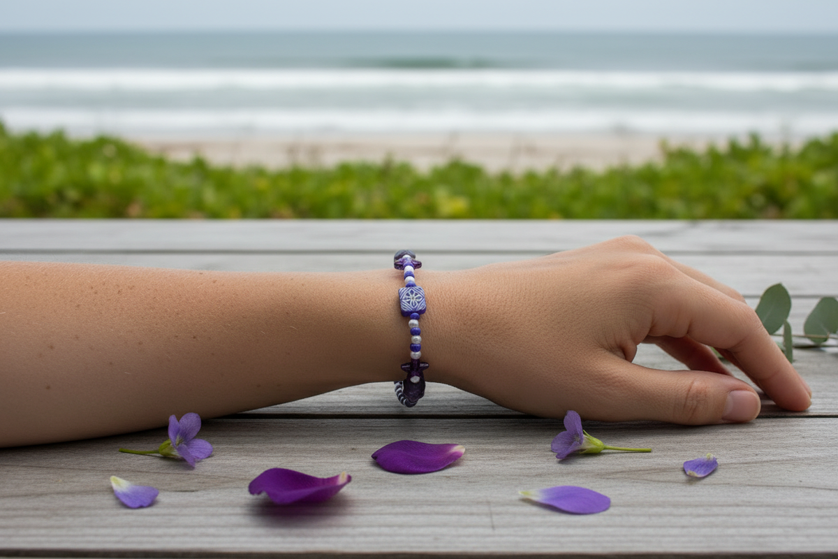 Purple Rain Floral bracelet model shot