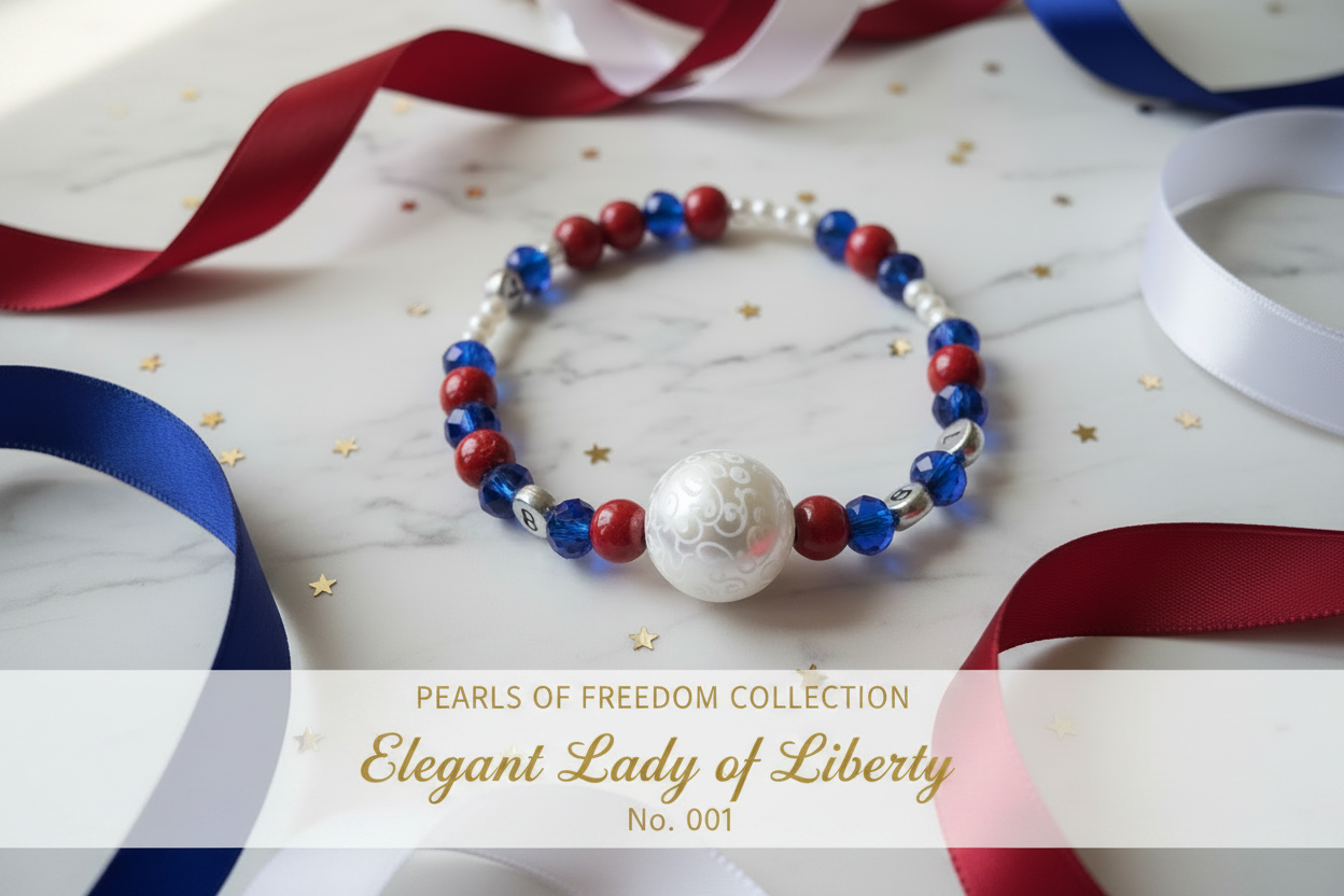 Elegant Lady of Liberty bracelet - Pearls of Freedom Collection No. 001