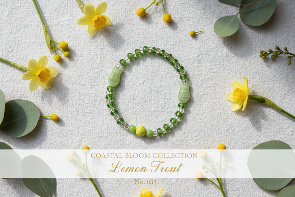 Lemon Trout beaded stretch bracelet — Coastal Bloom Collection No. 033