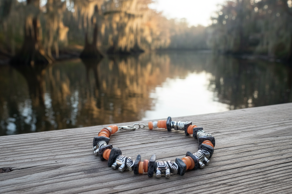 Matriarch's March bracelet on a Lowcountry river dock