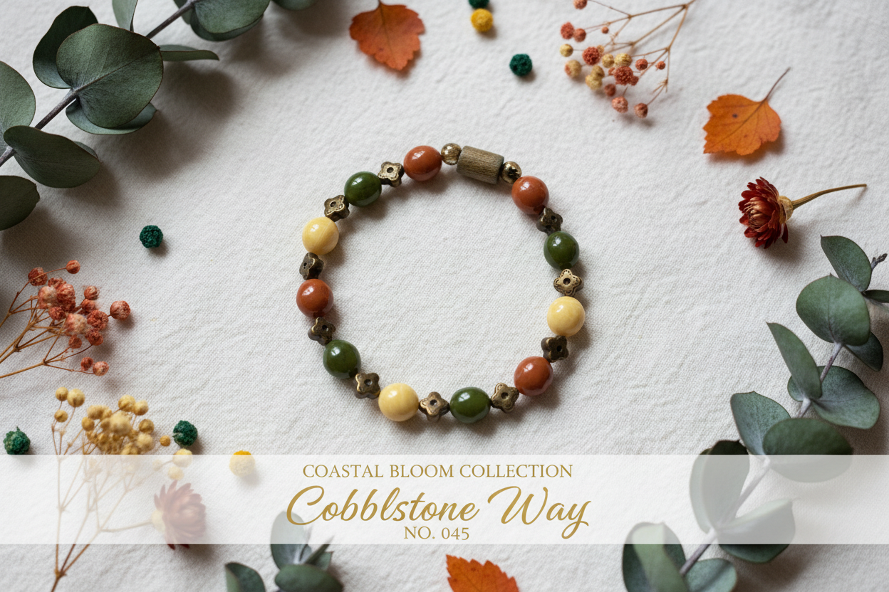 Cobblestone Way beaded stretch bracelet — Coastal Bloom Collection No. 045