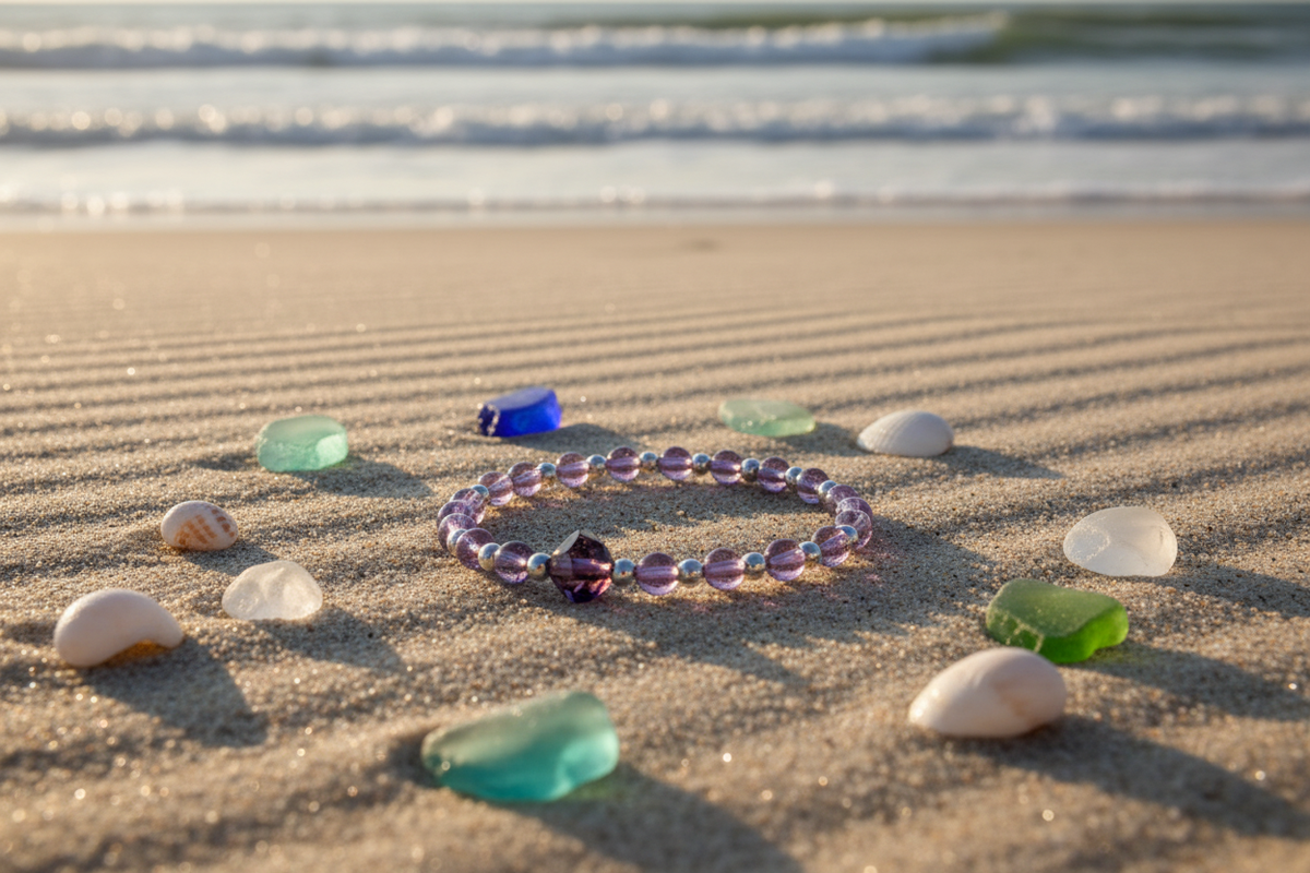 Lavender Swirl bracelet beach lifestyle