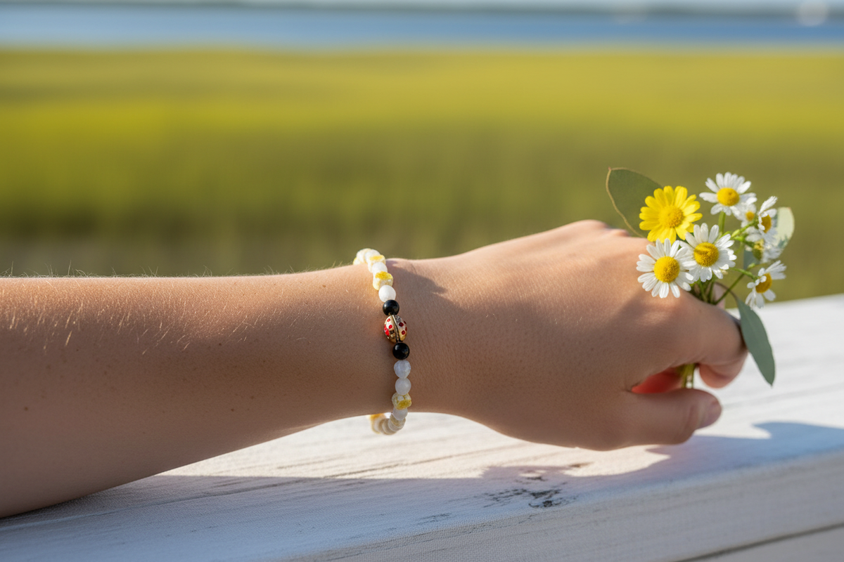 Ladybug Daisies Coastal Bloom Collection No. 052 model shot