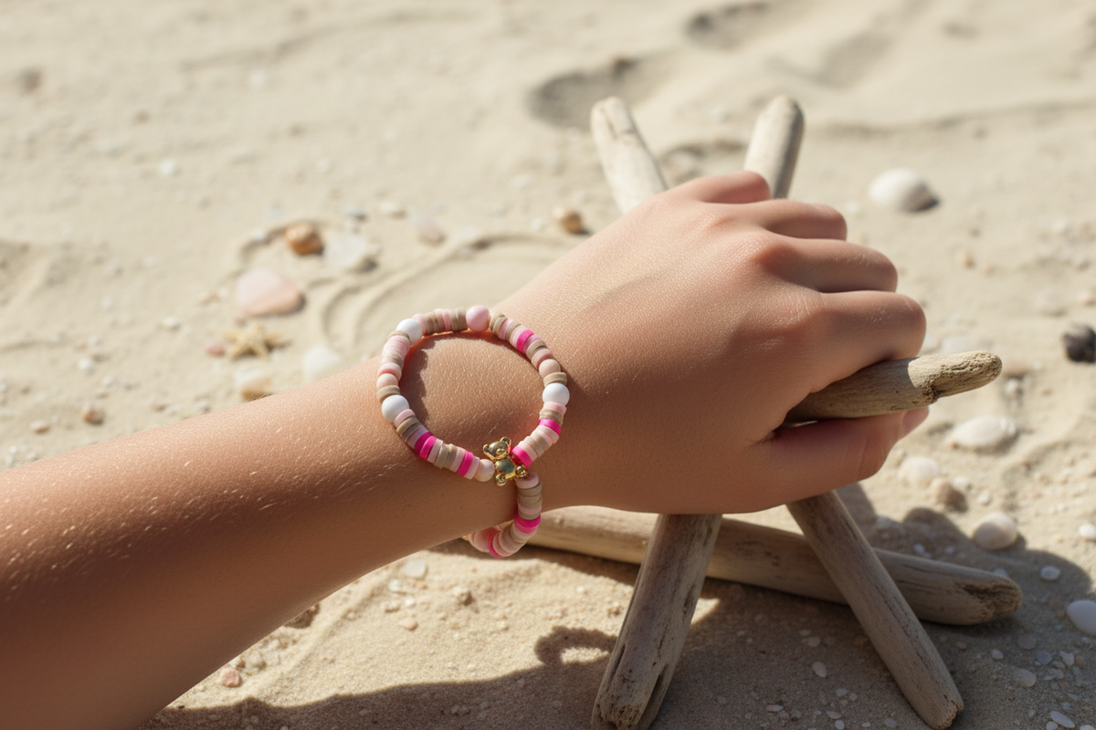 Beary Pink model shot - Driftwood Darlings Collection